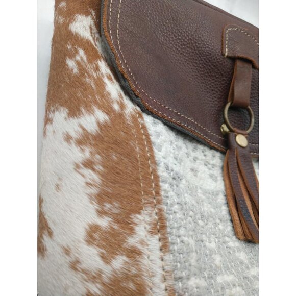 Myra Bag Leather & Wool Tote Backpack With Tassel Accent - Picture 9 of 14